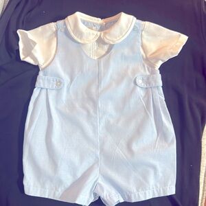 Petit Ami blue and white one piece boy's outfit.  Worn once
